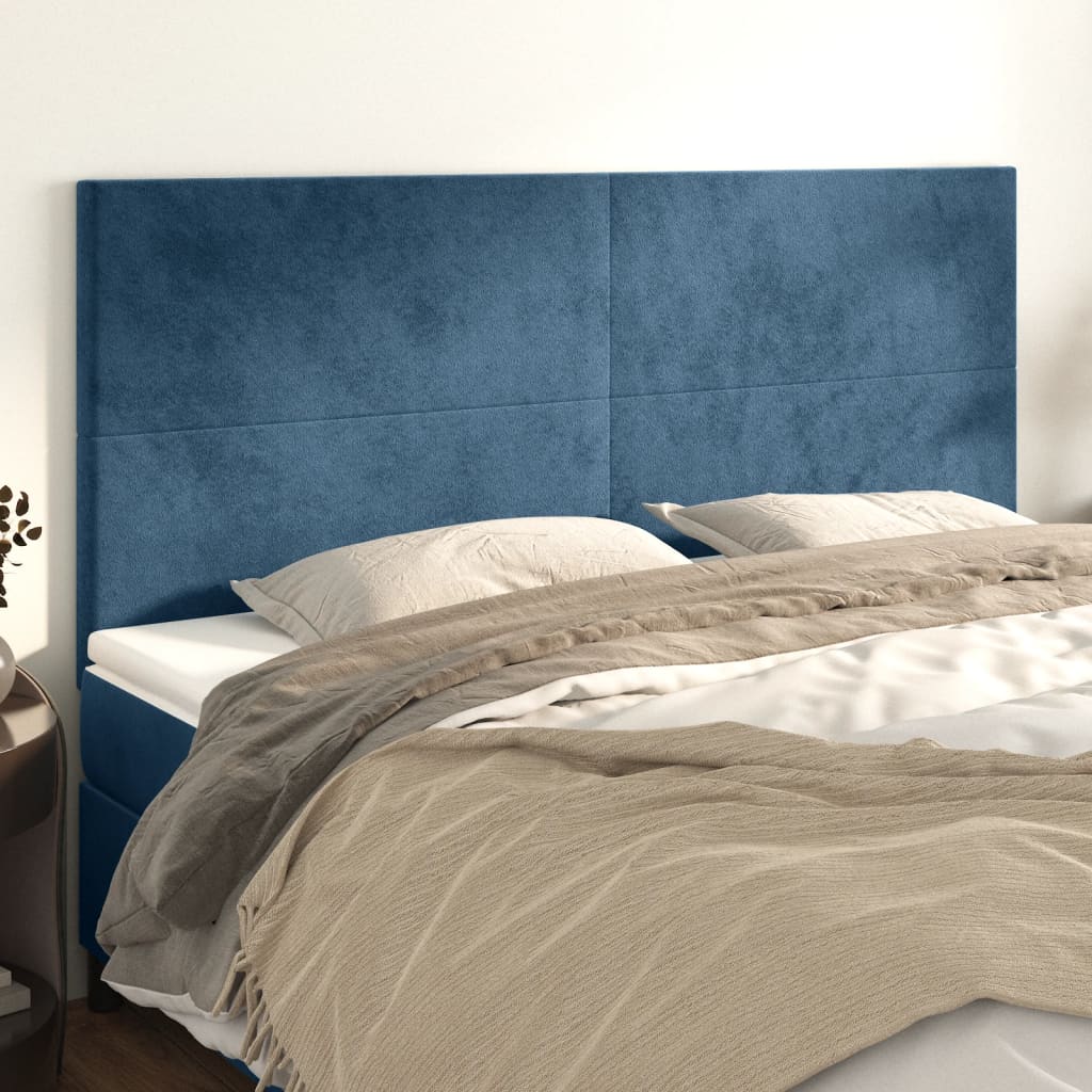 Têtes de lit 4 pcs Bleu foncé 90x5x78/88 cm Velours - XIOS