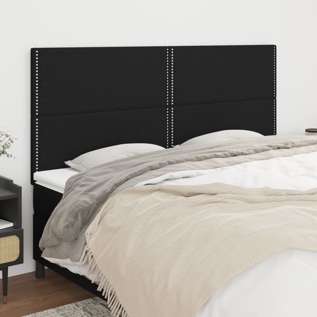 Têtes de lit 4 pcs Noir 90x5x78/88 cm Tissu - XIOS