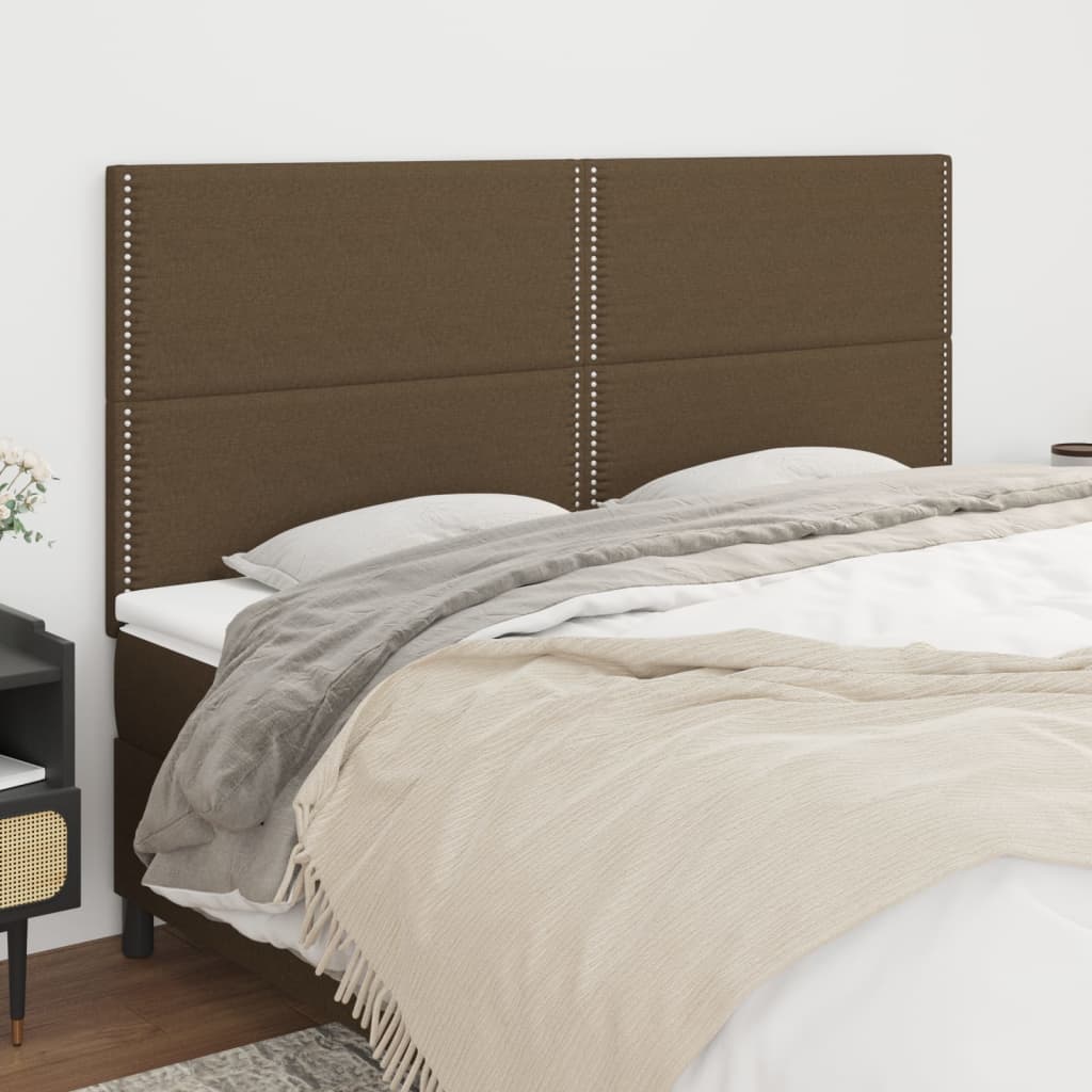 Têtes de lit 4 pcs Marron foncé 100x5x78/88 cm Tissu - XIOS