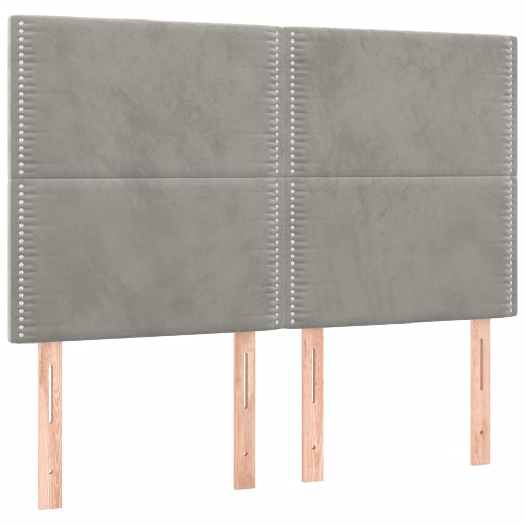 Têtes de lit 4 pcs Gris clair 72x5x78/88 cm Velours - XIOS