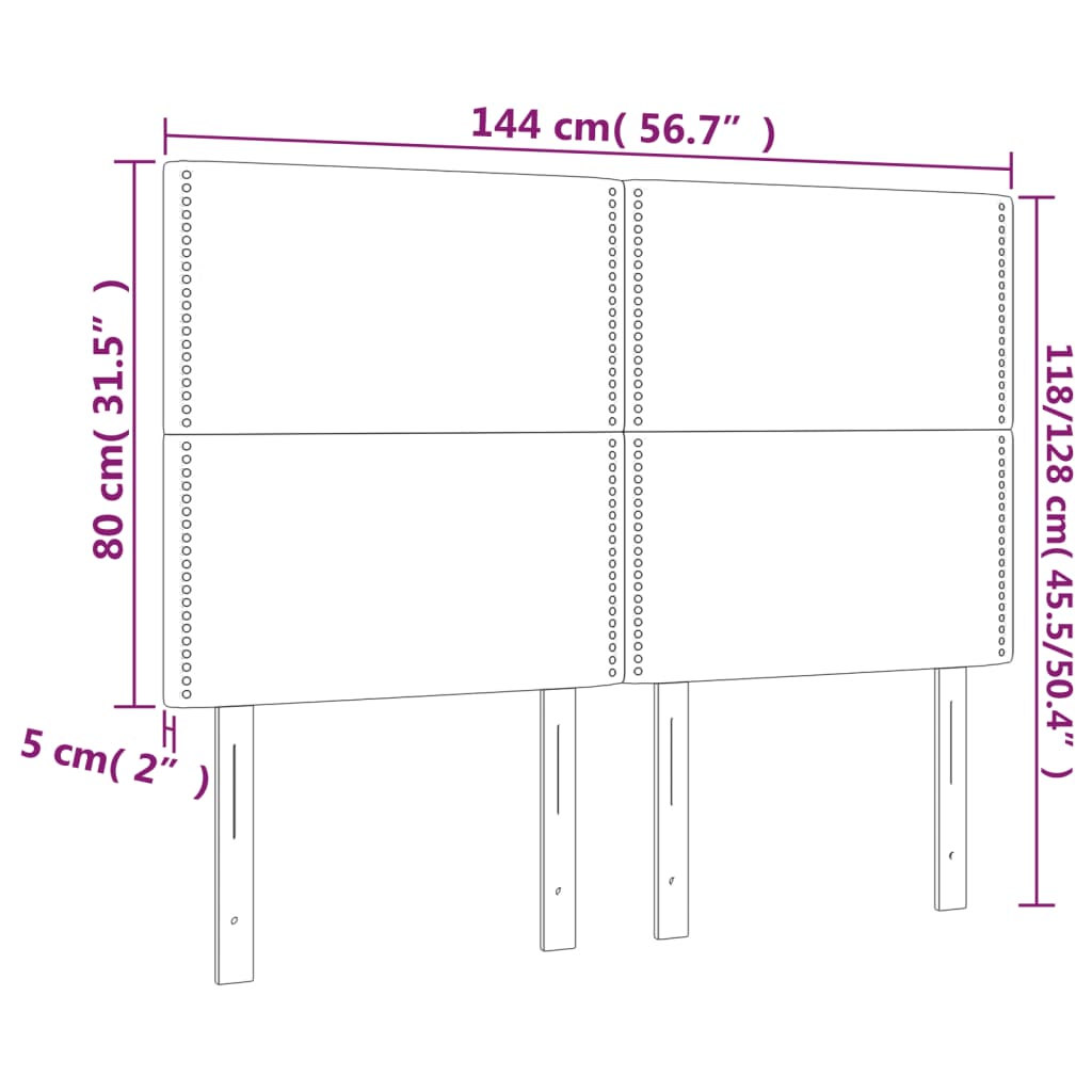Têtes de lit 4 pcs Gris clair 72x5x78/88 cm Velours - XIOS