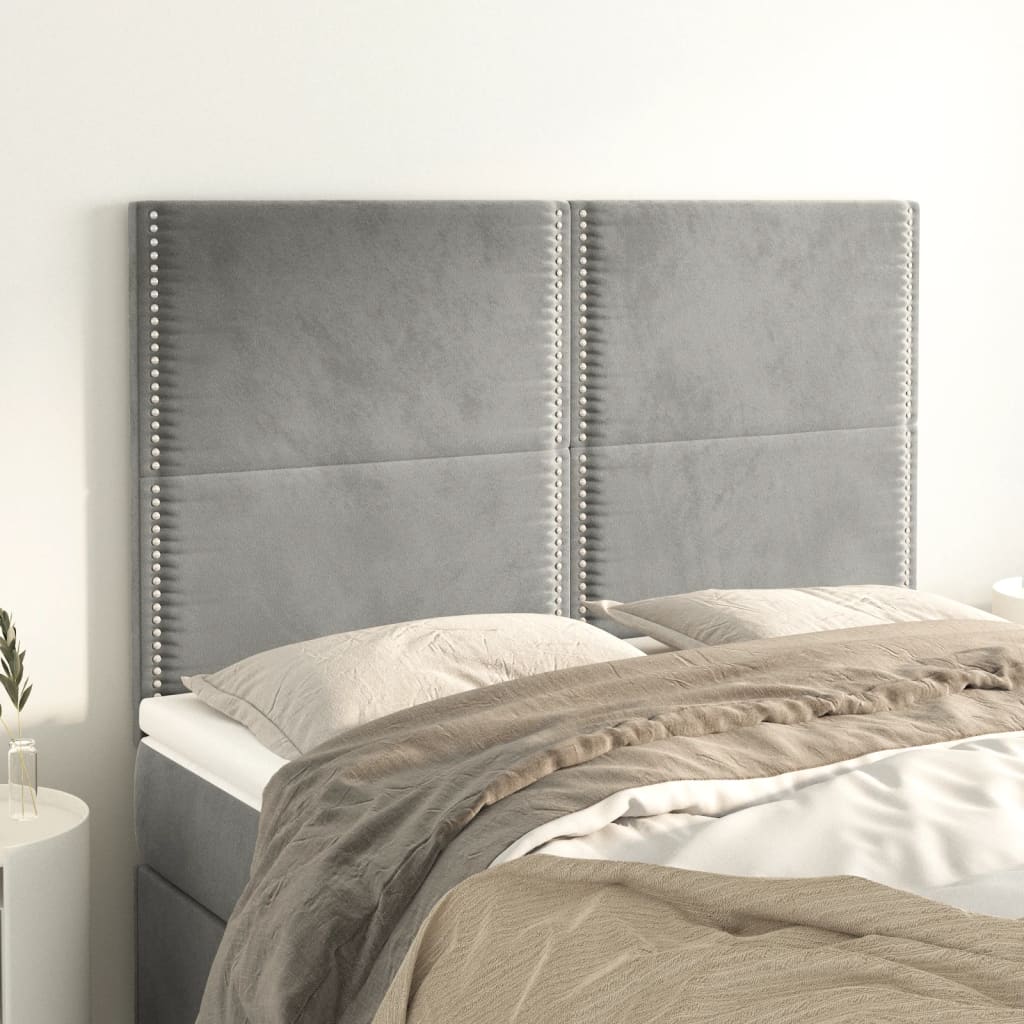 Têtes de lit 4 pcs Gris clair 72x5x78/88 cm Velours - XIOS