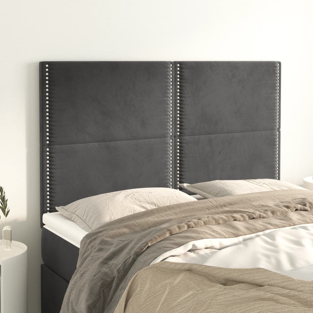 Têtes de lit 4 pcs Gris foncé 72x5x78/88 cm Velours - XIOS