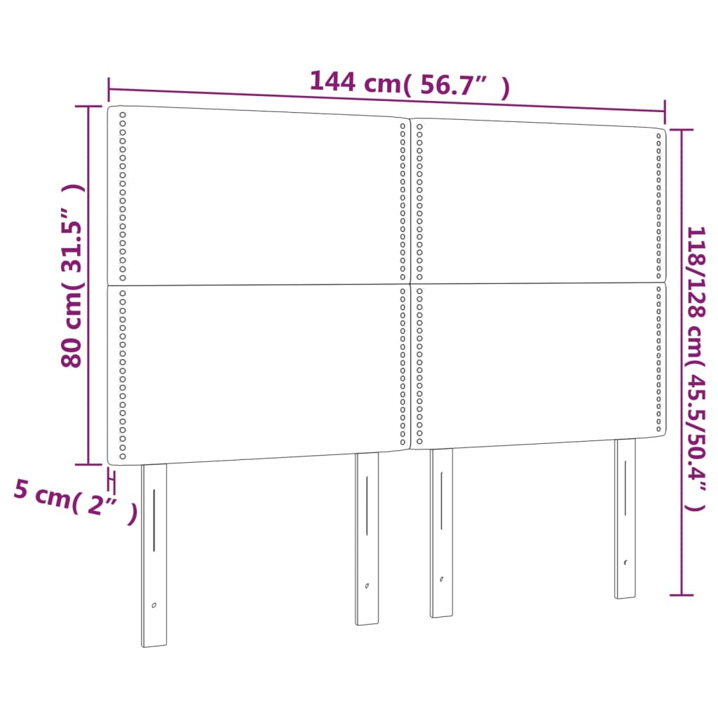 Têtes de lit 4 pcs Noir 72x5x78/88 cm Velours - XIOS