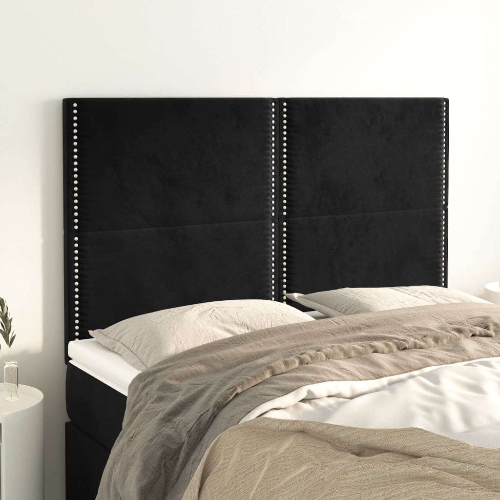 Têtes de lit 4 pcs Noir 72x5x78/88 cm Velours - XIOS