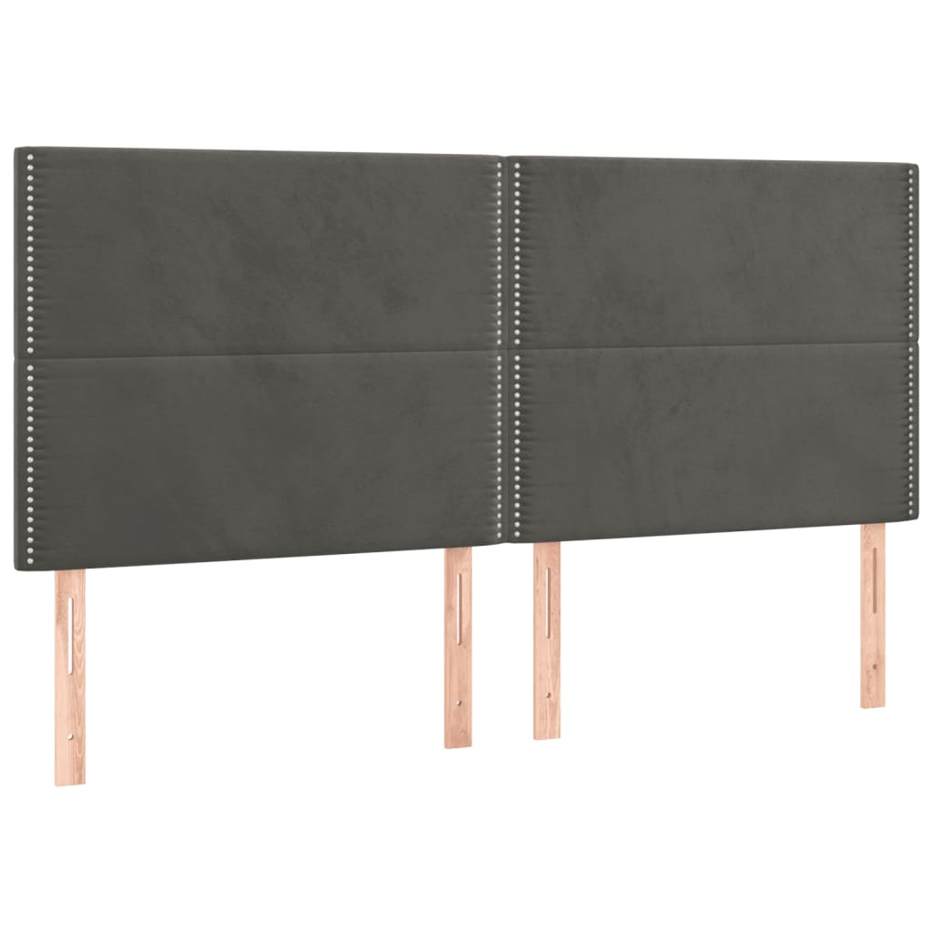Têtes de lit 4 pcs Gris foncé 80x5x78/88 cm Velours - XIOS