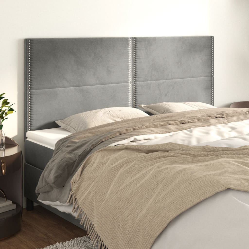 Têtes de lit 4 pcs Gris clair 90x5x78/88 cm Velours - XIOS