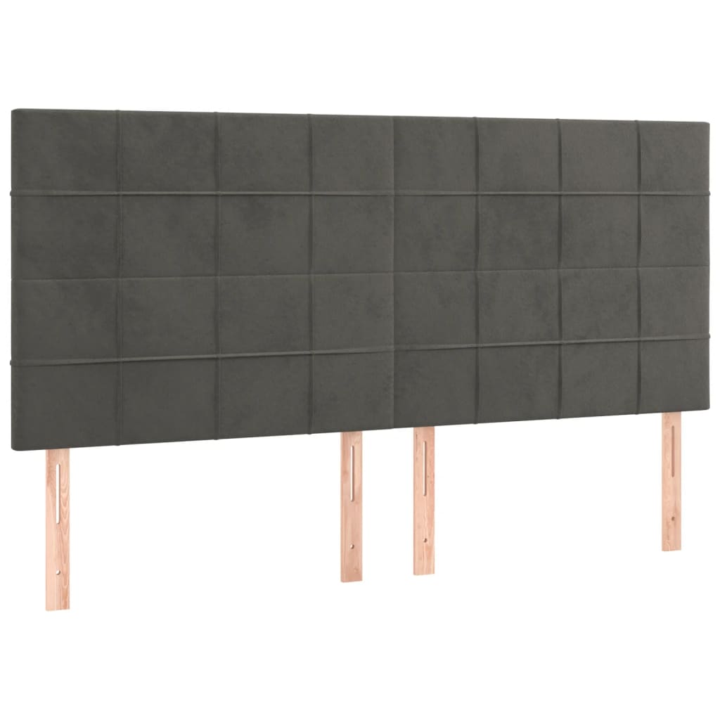 Têtes de lit 4 pcs Gris foncé 100x5x78/88 cm Velours - XIOS