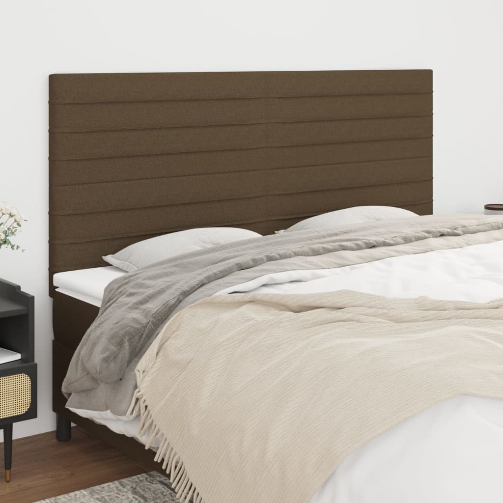 Têtes de lit 4 pcs Marron foncé 100x5x78/88 cm Tissu - XIOS