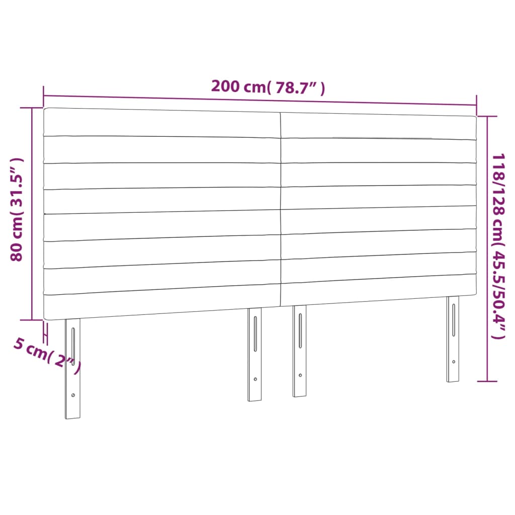 Tête de lit Taupe 200x5x118/128 cm Tissu - XIOS