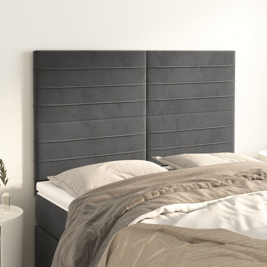 Têtes de lit 4 pcs Gris foncé 72x5x78/88 cm Velours - XIOS