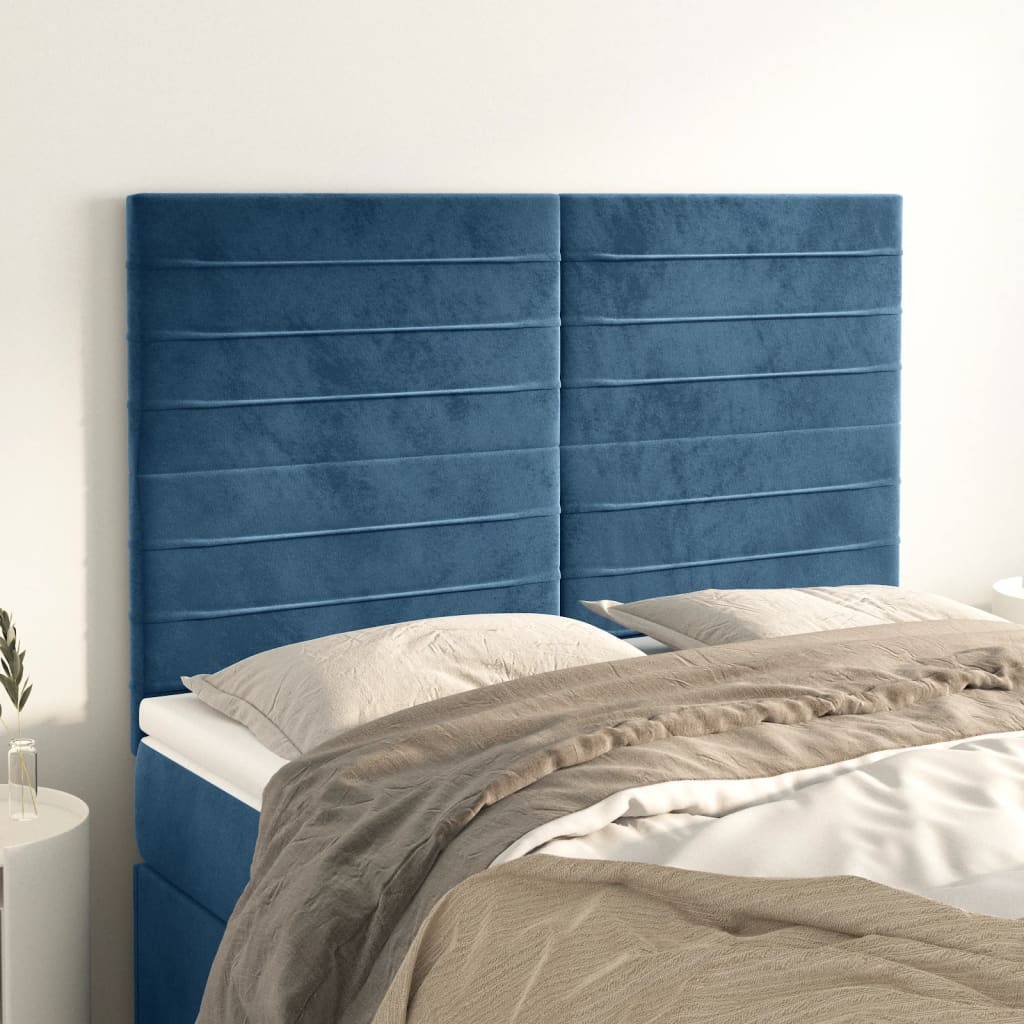 Têtes de lit 4 pcs Bleu foncé 72x5x78/88 cm Velours - XIOS