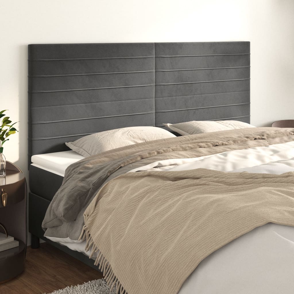 Têtes de lit 4 pcs Gris foncé 90x5x78/88 cm Velours - XIOS
