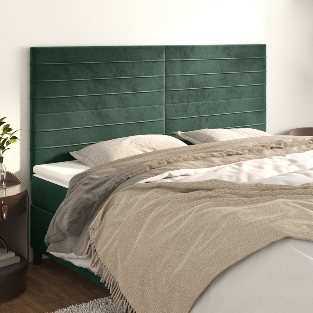 Têtes de lit 4 pcs Vert foncé 90x5x78/88 cm Velours - XIOS