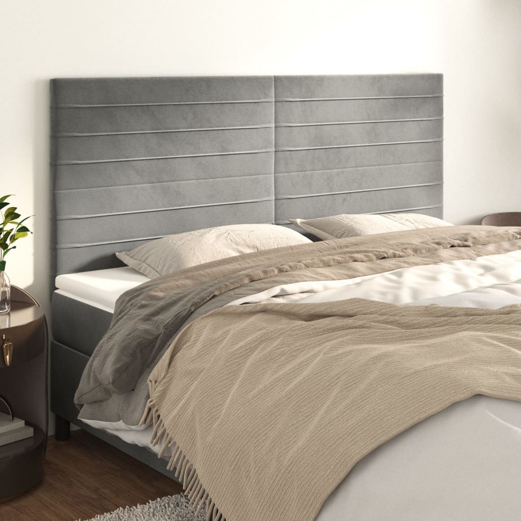 Têtes de lit 4 pcs Gris clair 100x5x78/88 cm Velours - XIOS