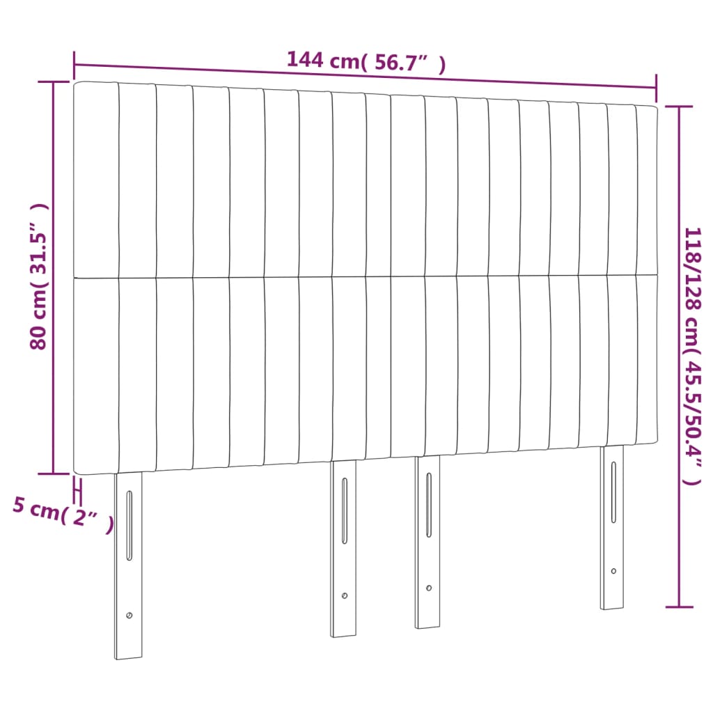 Tête de lit Gris clair 144 x 5 x 118/128 cm Tissu - XIOS