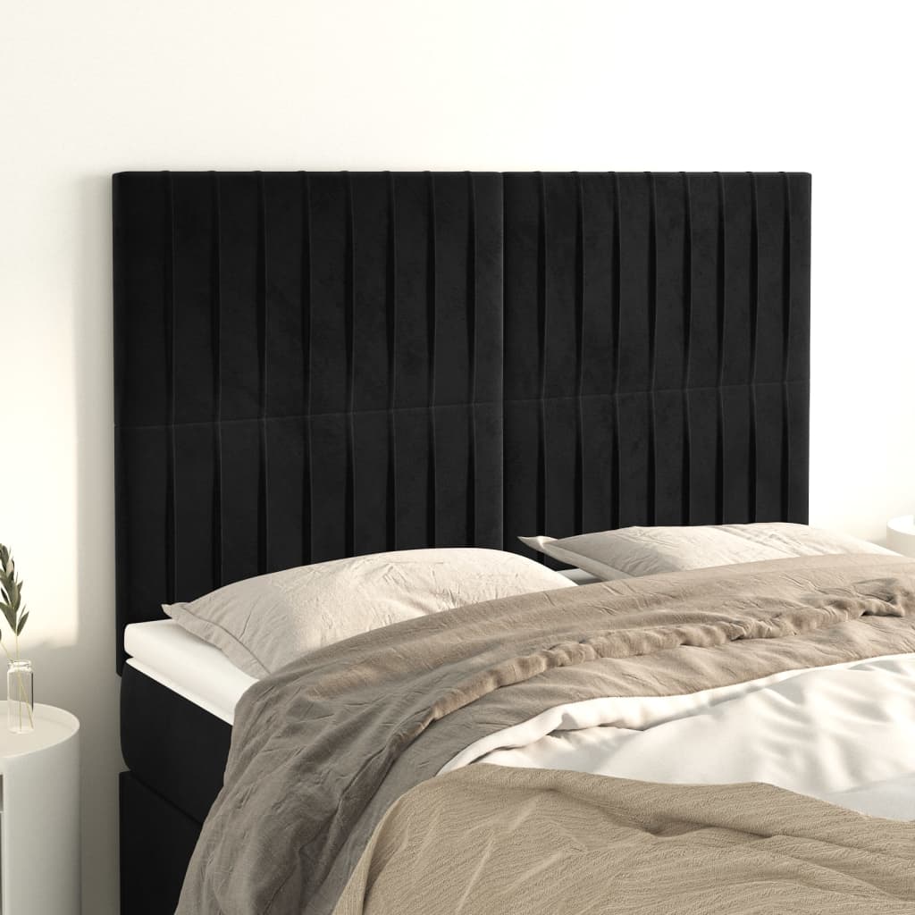 Têtes de lit 4 pcs Noir 72x5x78/88 cm Velours - XIOS