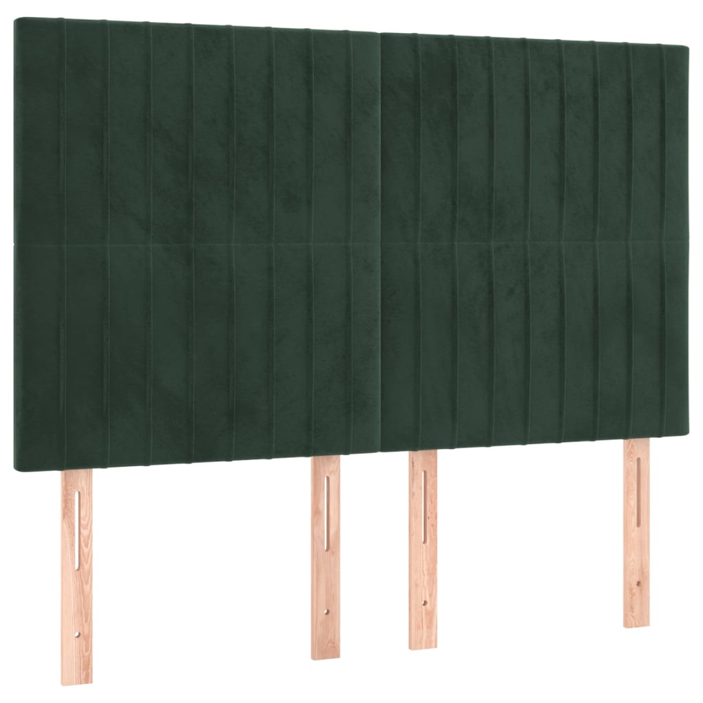 Têtes de lit 4 pcs Vert foncé 72x5x78/88 cm Velours - XIOS