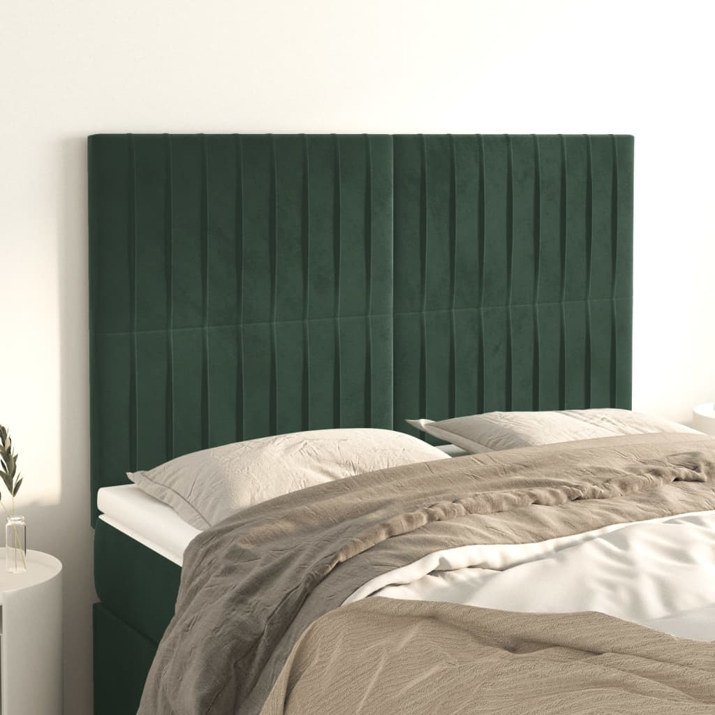 Têtes de lit 4 pcs Vert foncé 72x5x78/88 cm Velours - XIOS