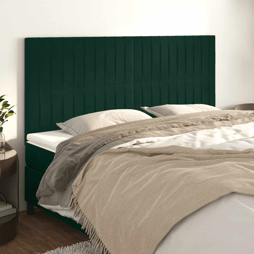 Tête de lit Vert foncé 160x5x118/128 cm Velours - XIOS