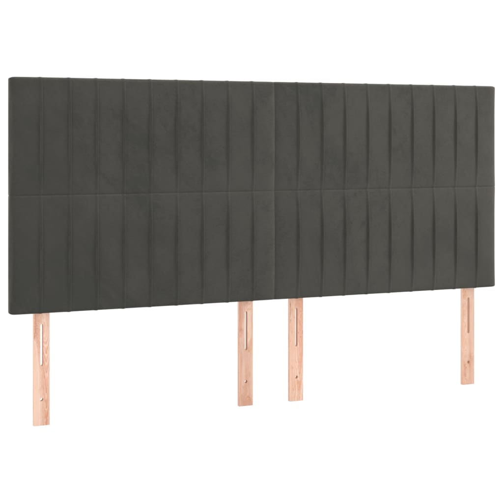 Têtes de lit 4 pcs Gris foncé 90x5x78/88 cm Velours - XIOS