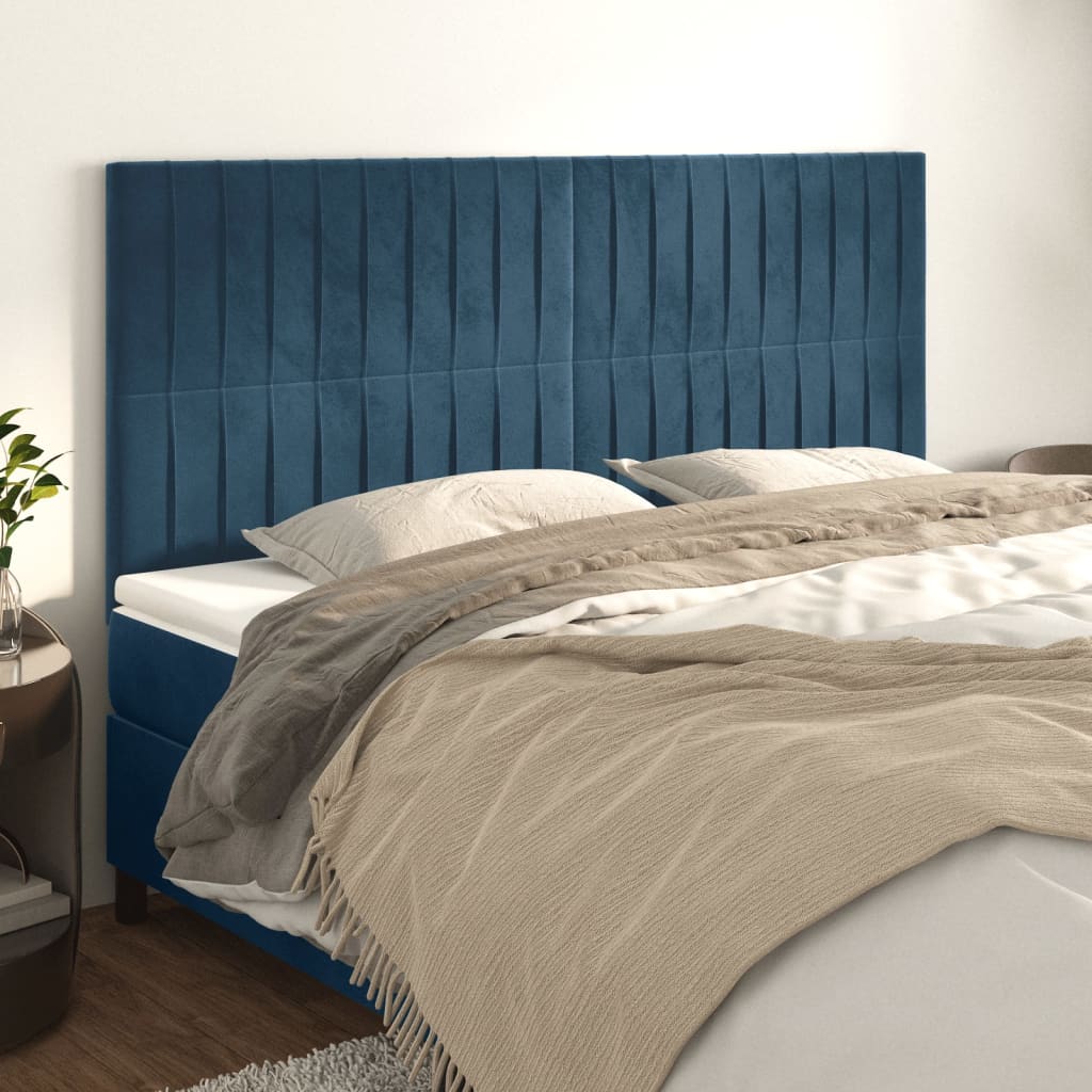 Têtes de lit 4 pcs Bleu foncé 90x5x78/88 cm Velours - XIOS