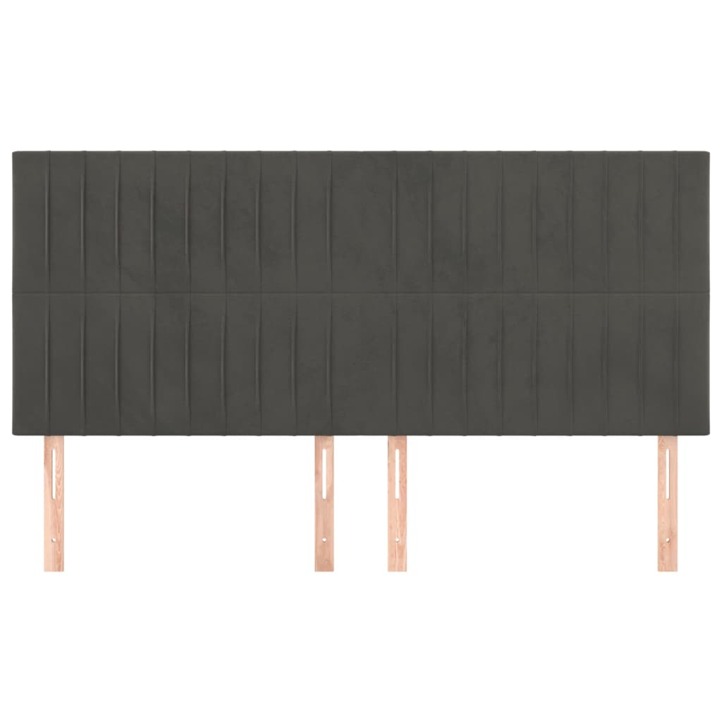 Têtes de lit 4 pcs Gris foncé 100x5x78/88 cm Velours - XIOS