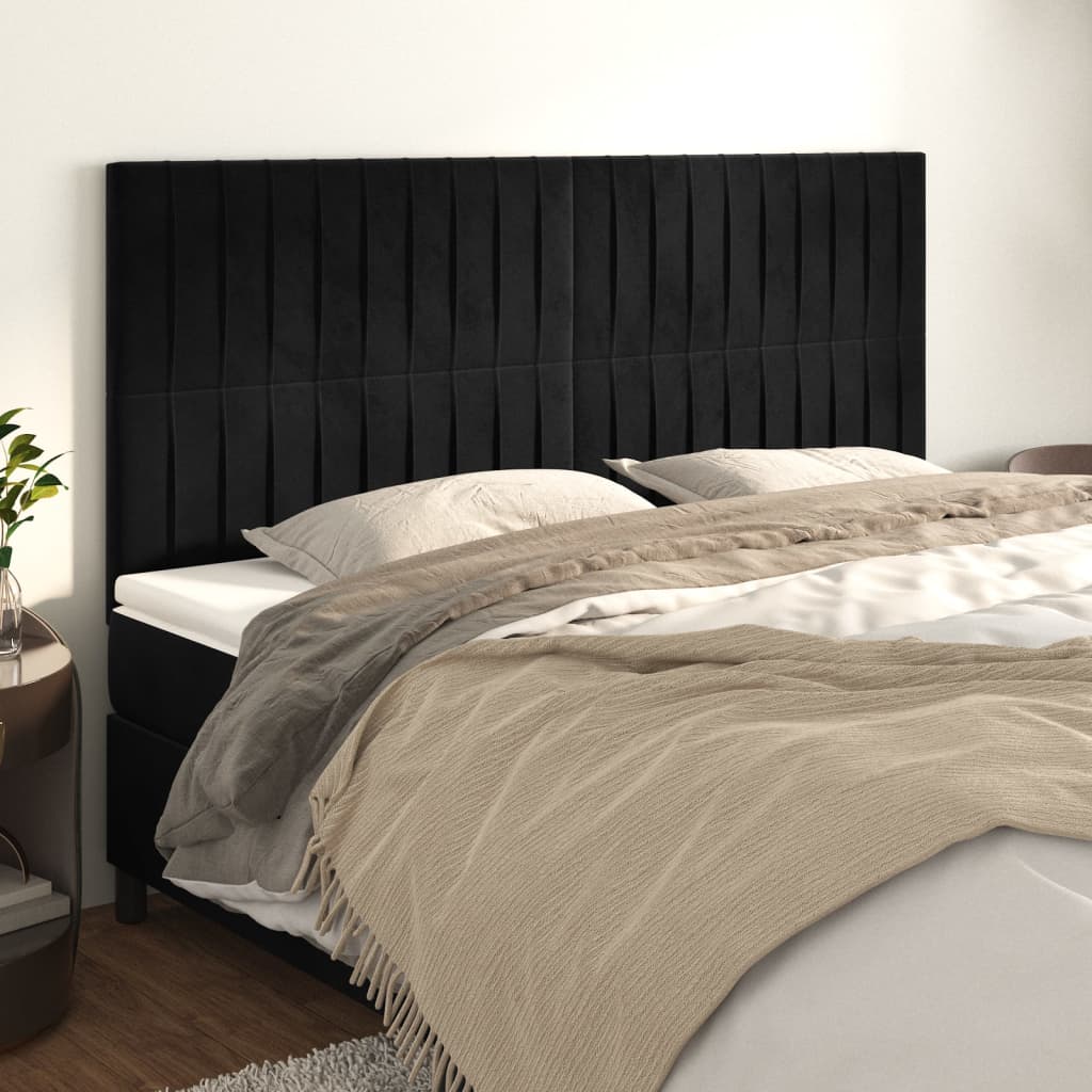 Têtes de lit 4 pcs Noir 100x5x78/88 cm Velours - XIOS