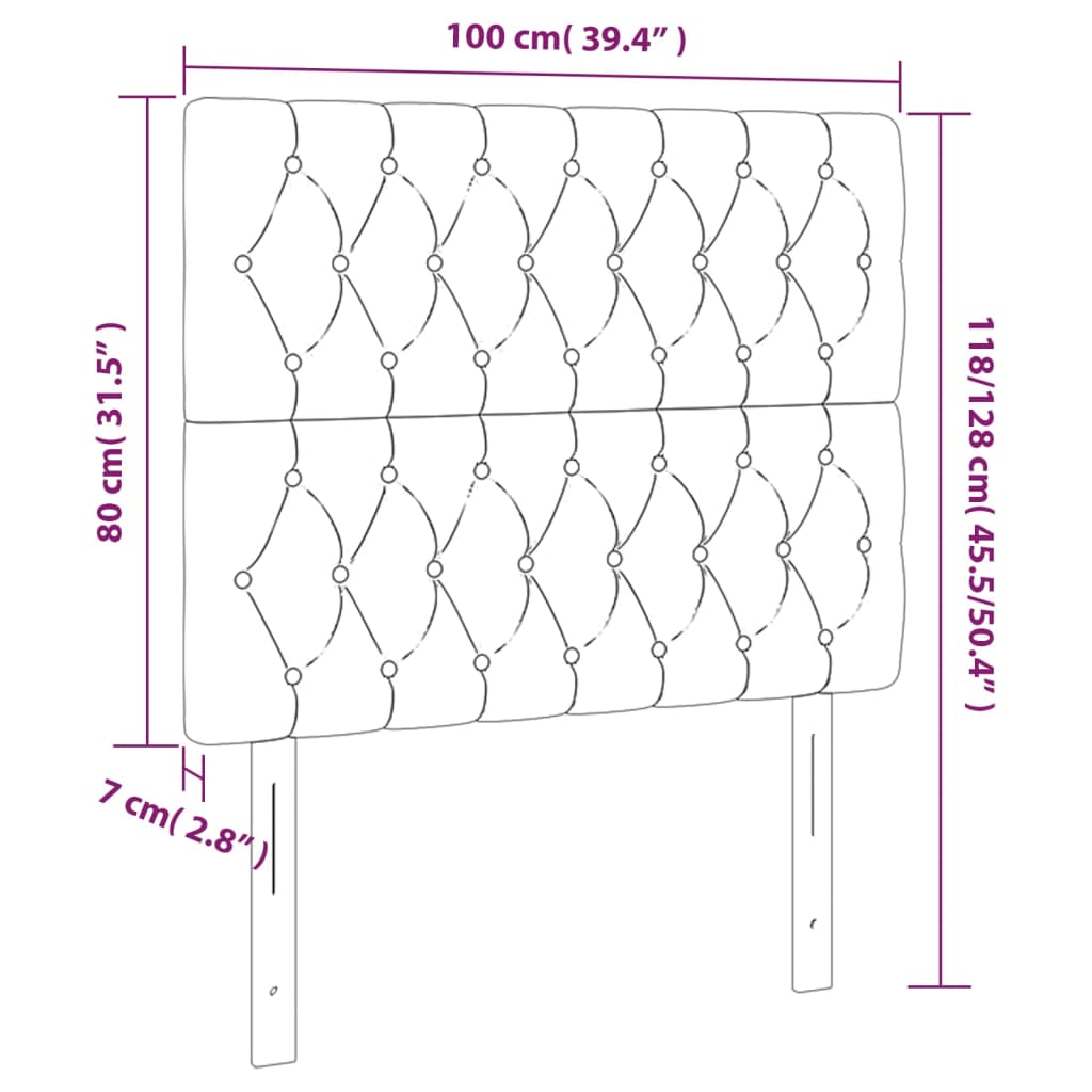 Têtes de lit 2 pcs Crème 100x7x78/88 cm Tissu - XIOS