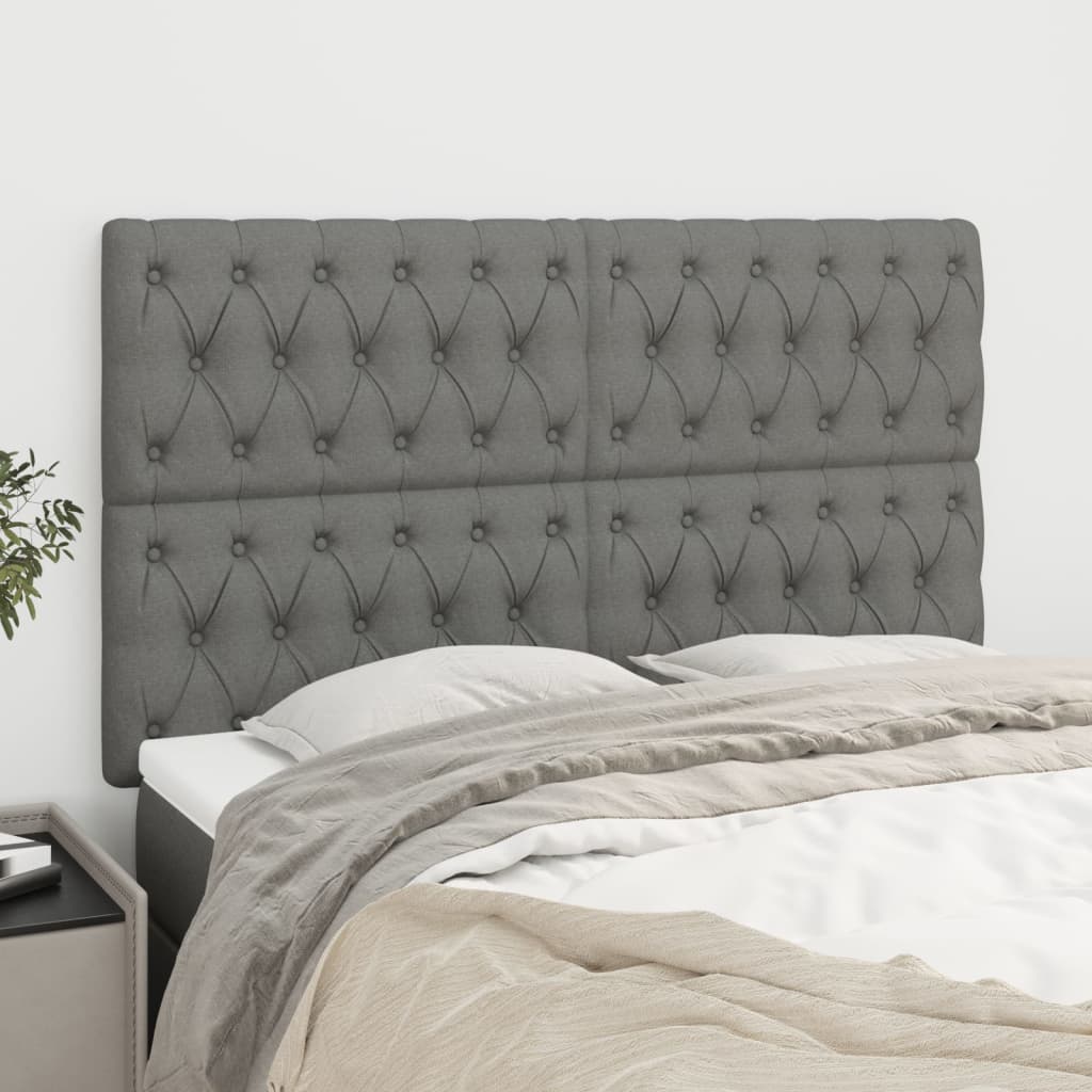 Têtes de lit 4 pcs Gris foncé 72x7x78/88 cm Tissu - XIOS