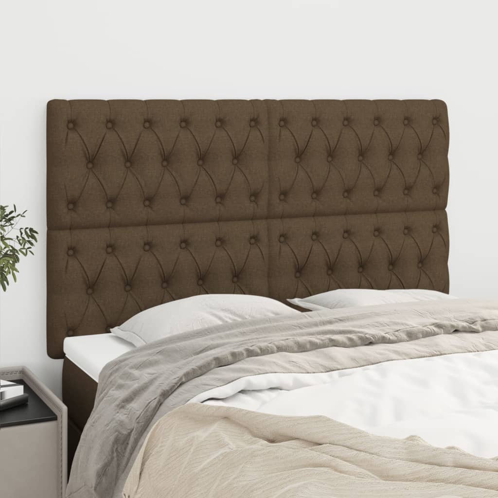 Tête de lit marron foncé 144 x 7 x 118/128 cm Tissu - XIOS