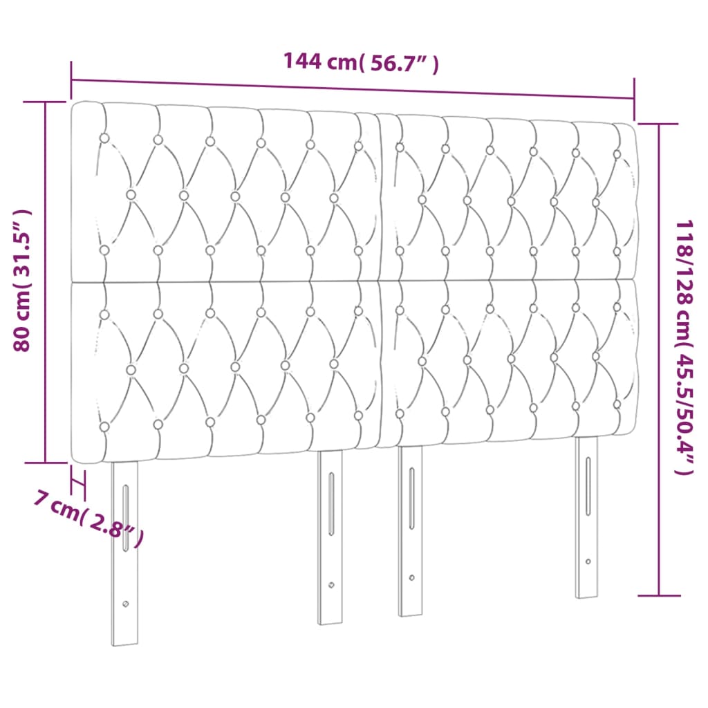 Tête de lit Taupe 144x7x118/128 cm Tissu - XIOS
