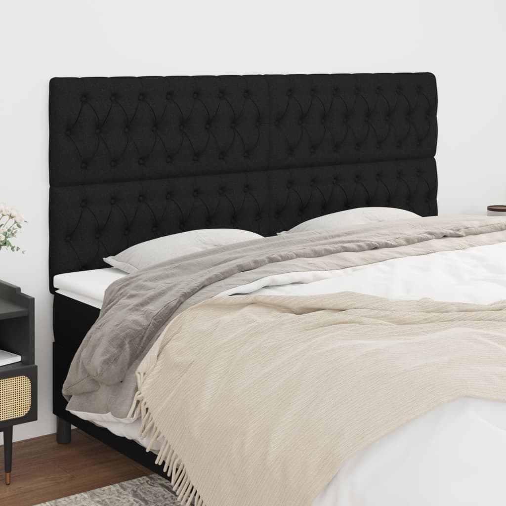 Tête de lit Noir 180x7x118/128 cm Tissu