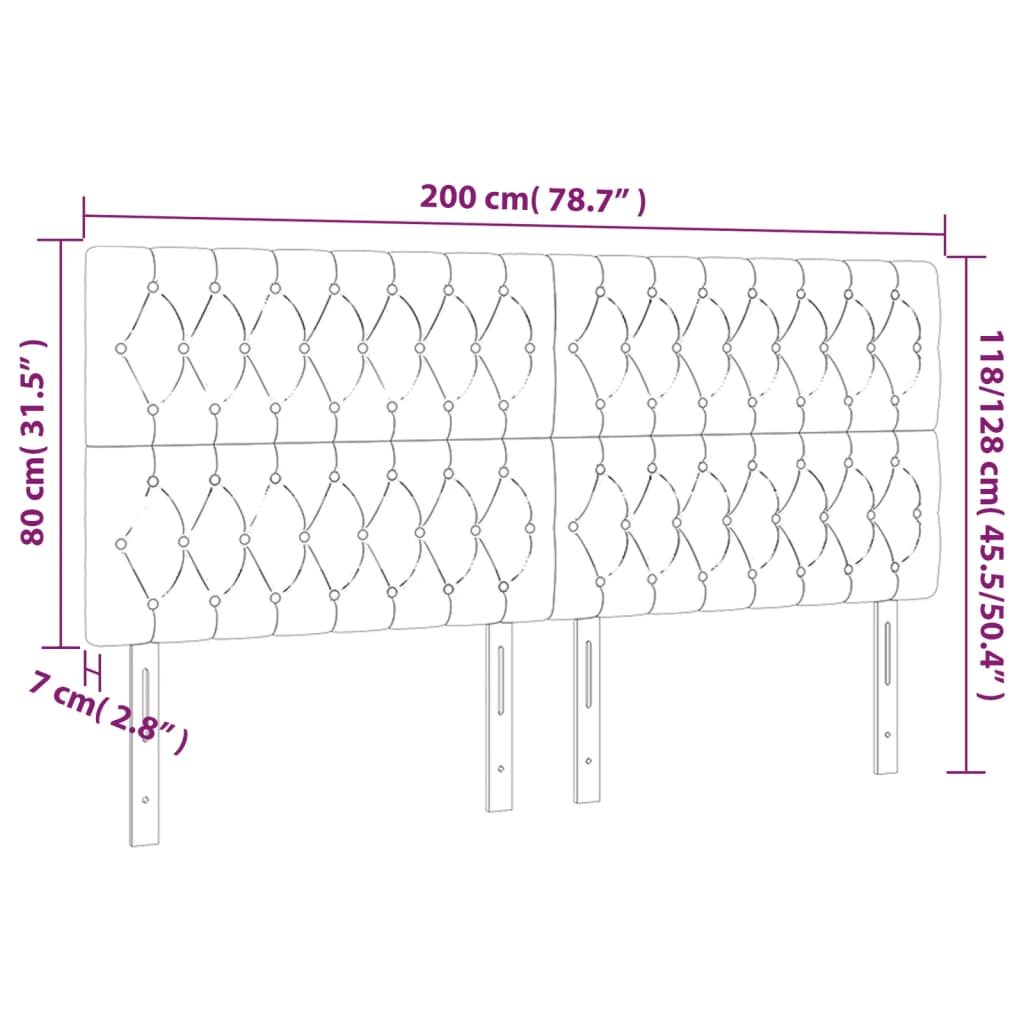 Têtes de lit 4 pcs Gris foncé 100x7x78/88 cm Tissu - XIOS
