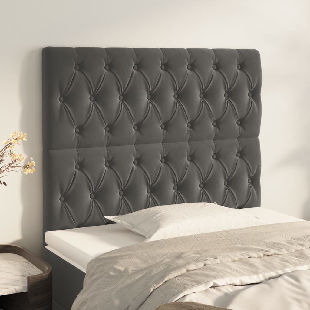 Têtes de lit 2 pcs Gris foncé 100x7x78/88 cm Velours - XIOS
