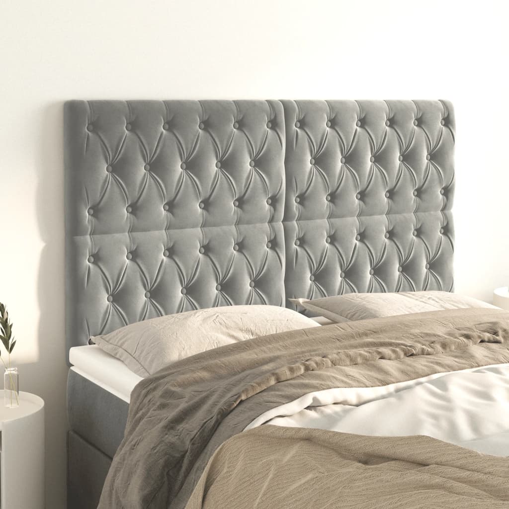 Têtes de lit 4 pcs Gris clair 72x7x78/88 cm Velours - XIOS