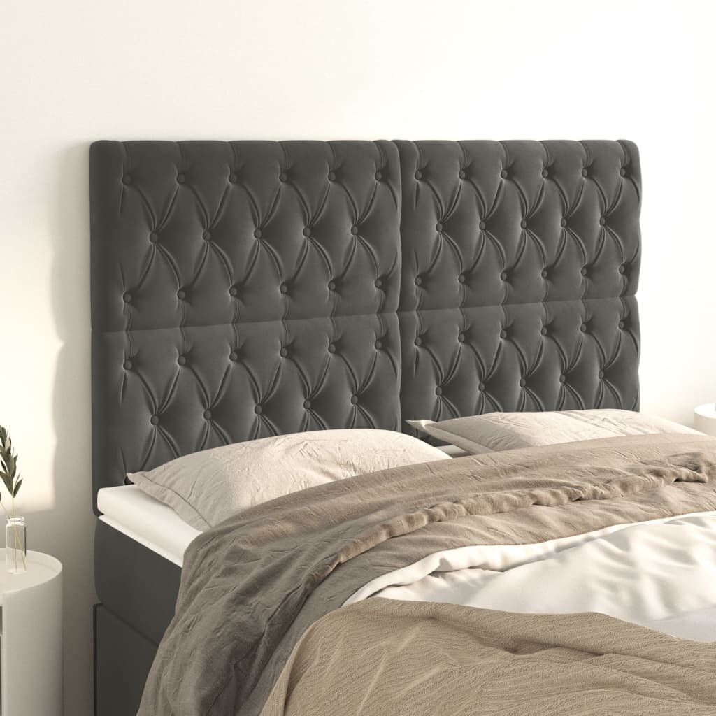 Têtes de lit 4 pcs Gris foncé 72x7x78/888 cm Velours - XIOS