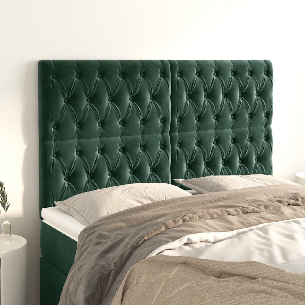 Têtes de lit 4 pcs Vert foncé 72x7x78/88 cm Velours - XIOS