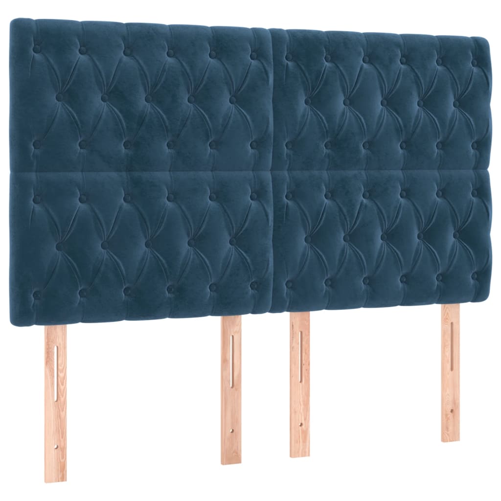 Têtes de lit 4 pcs Bleu foncé 72x7x78/88 cm Velours - XIOS