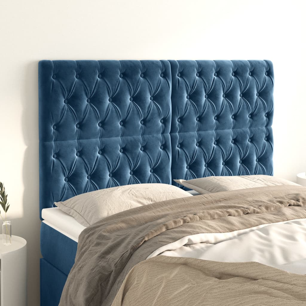 Têtes de lit 4 pcs Bleu foncé 72x7x78/88 cm Velours - XIOS