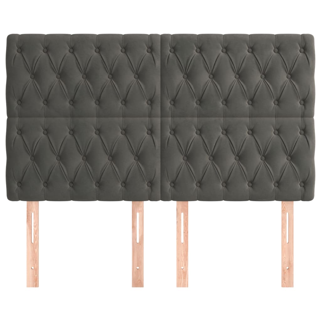 Têtes de lit 4 pcs Gris foncé 80x7x78/88 cm Velours - XIOS