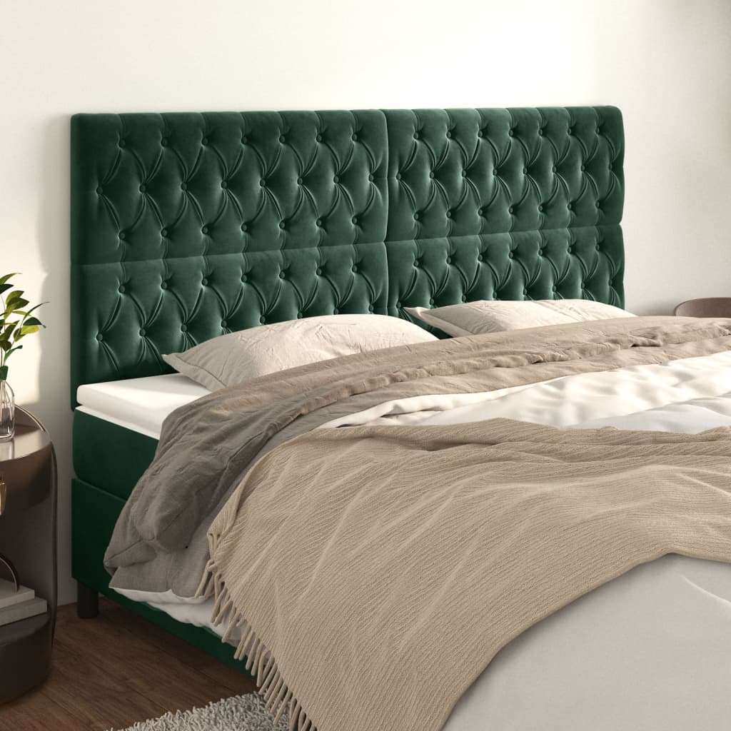 Têtes de lit 4 pcs Vert foncé 100x7x78/88 cm Velours - XIOS