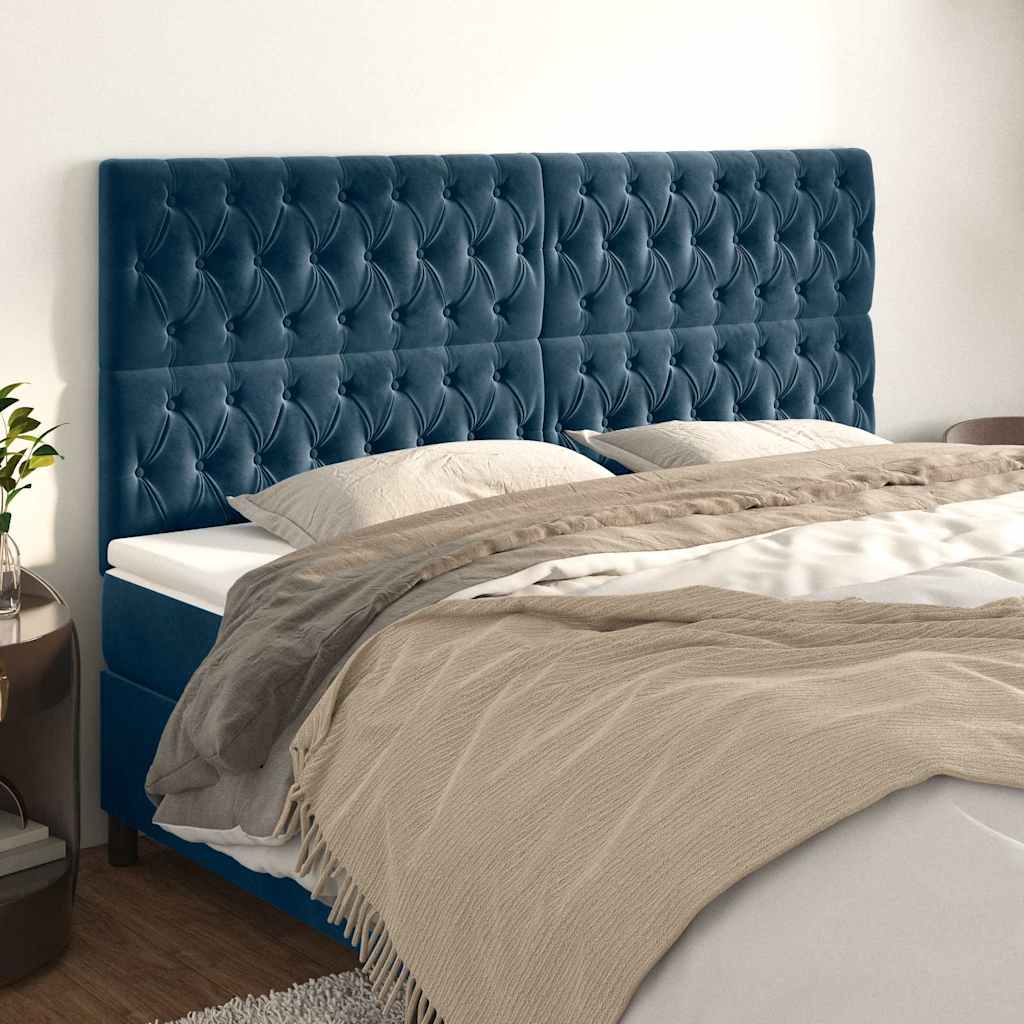 Tête de lit Bleu foncé 200 x 7 x 118/128 cm Velours - XIOS
