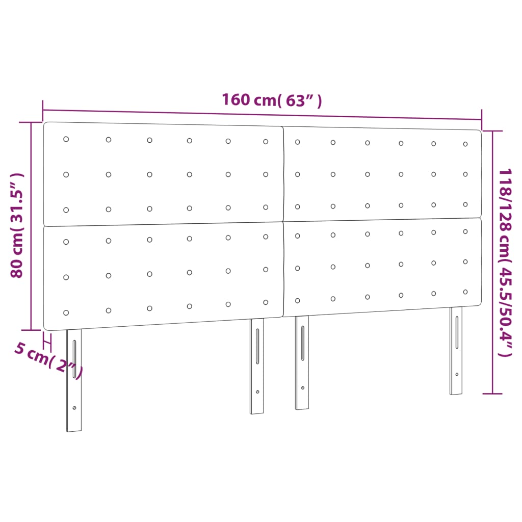 Têtes de lit 4 pcs Taupe 80x5x78/88 cm Tissu - XIOS