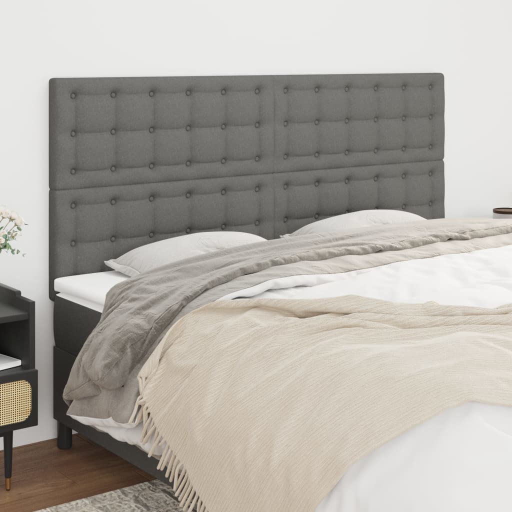 Têtes de lit 4 pcs Gris foncé 100x5x78/88 cm Tissu - XIOS