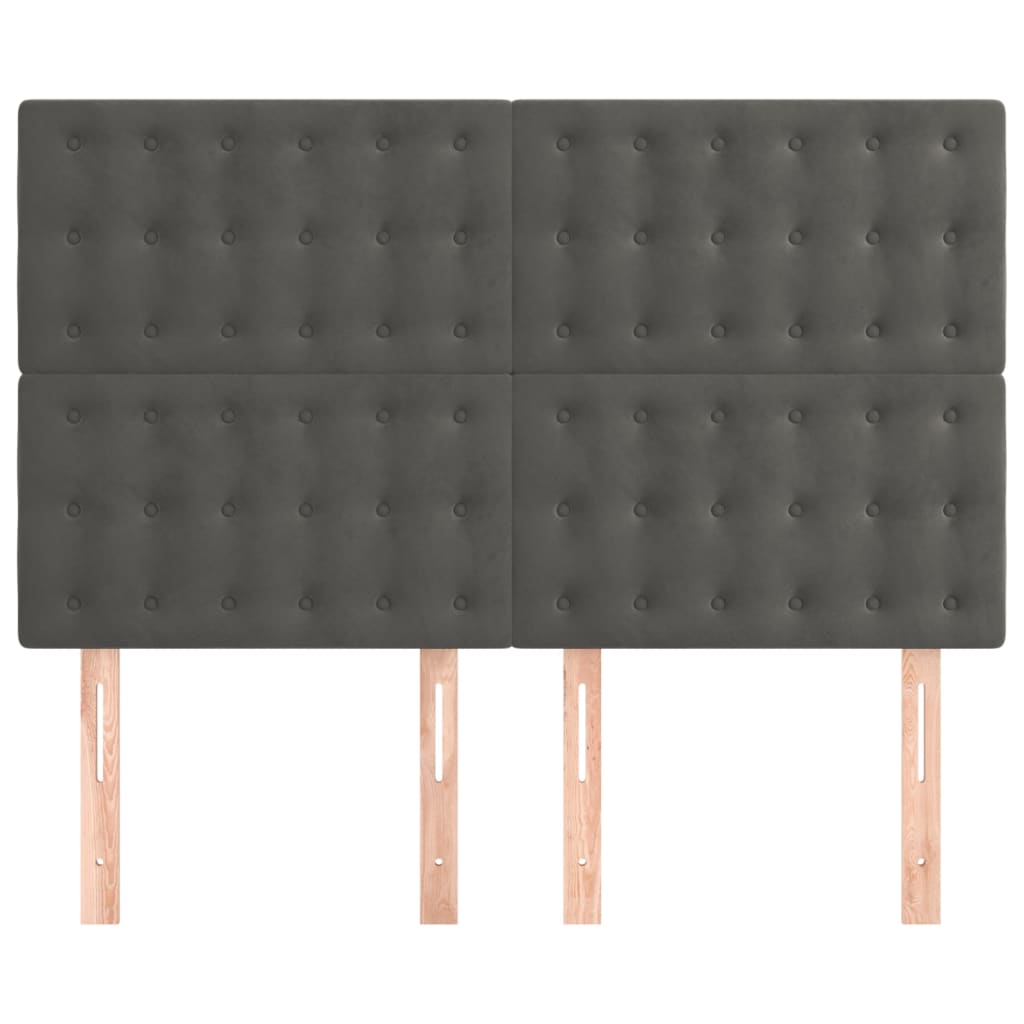 Têtes de lit 4 pcs Gris foncé 72x5x78/88 cm Velours - XIOS