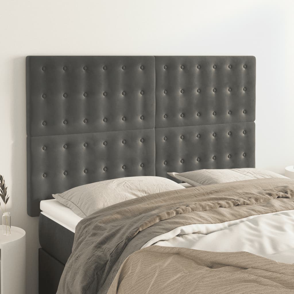 Têtes de lit 4 pcs Gris foncé 72x5x78/88 cm Velours - XIOS