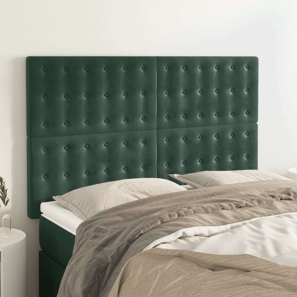 Têtes de lit 4 pcs Vert foncé 72x5x78/88 cm Velours - XIOS