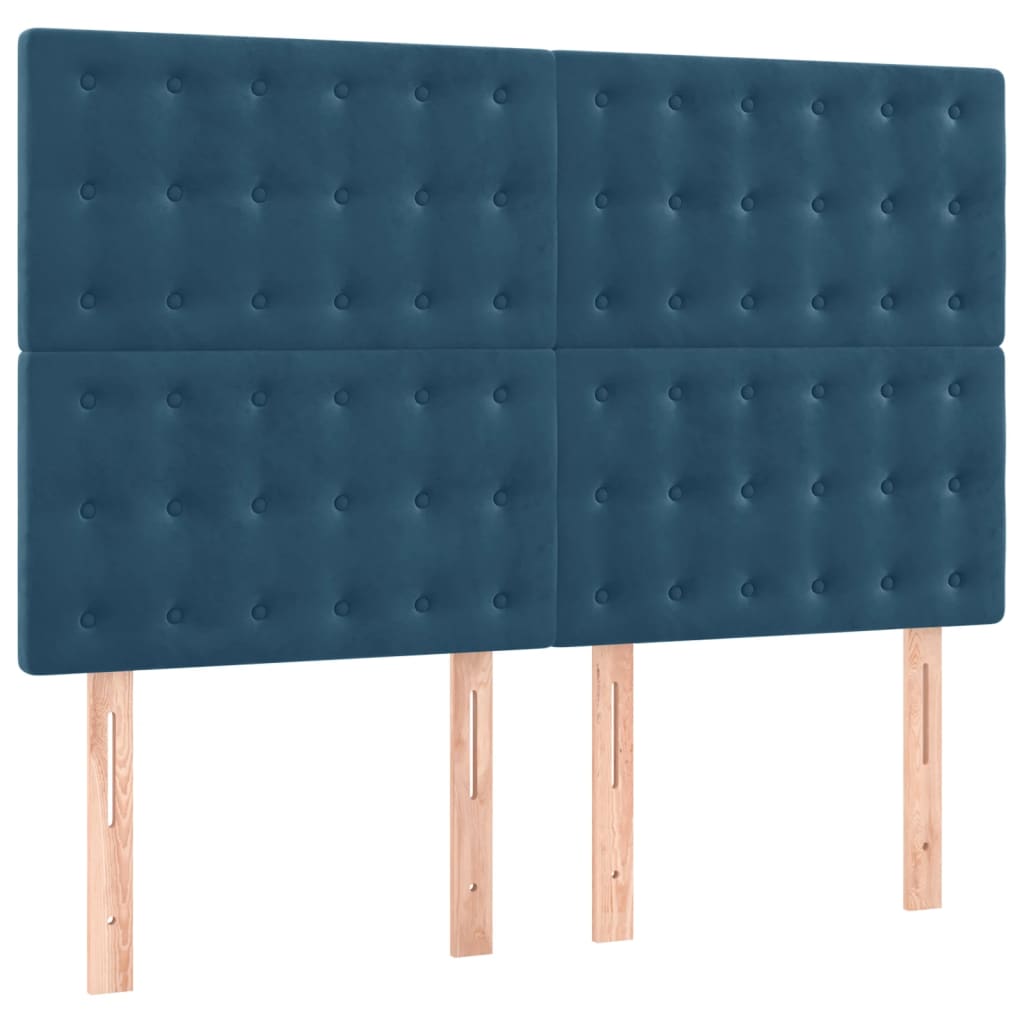 Têtes de lit 4 pcs Bleu foncé 72x5x78/88 cm Velours - XIOS