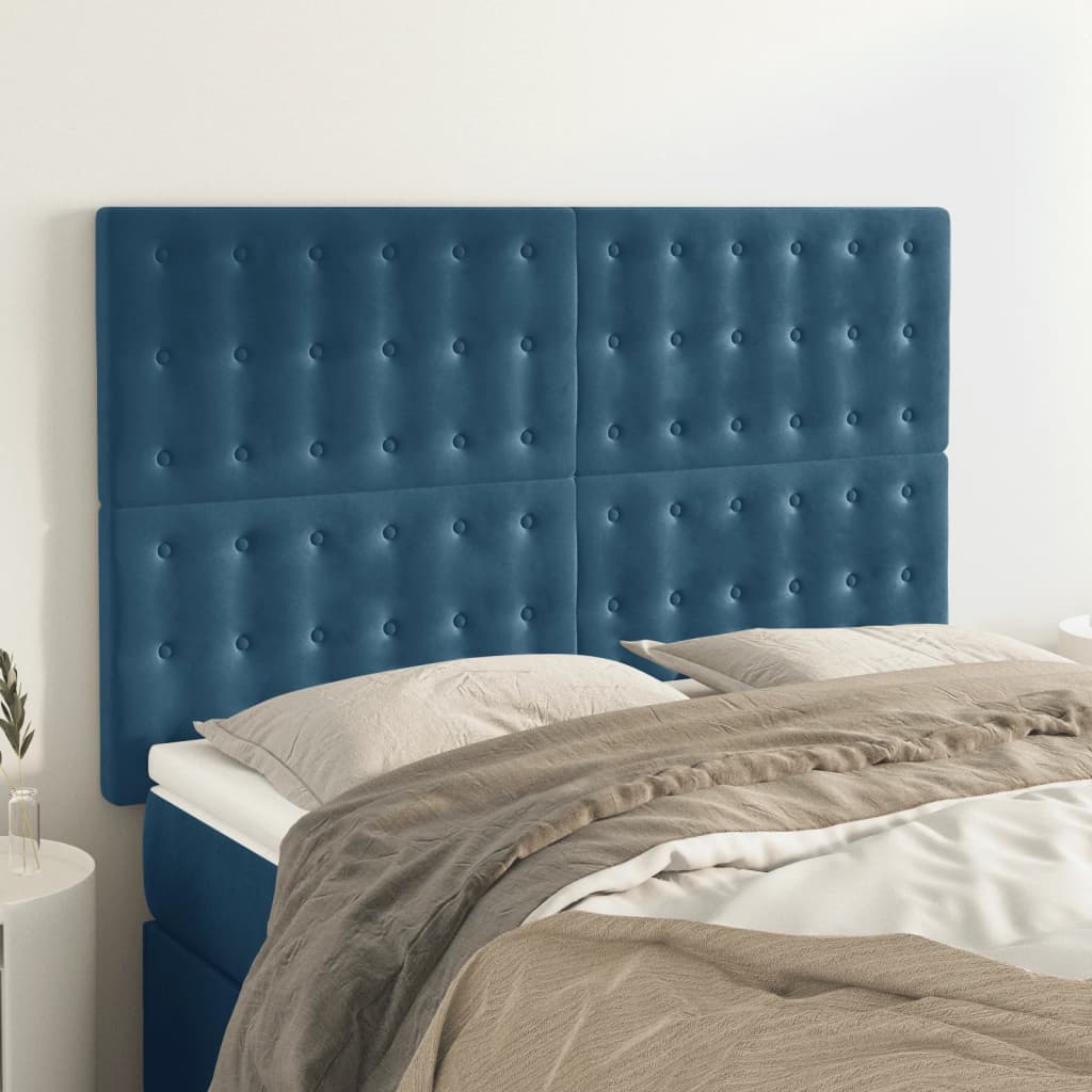 Têtes de lit 4 pcs Bleu foncé 72x5x78/88 cm Velours - XIOS
